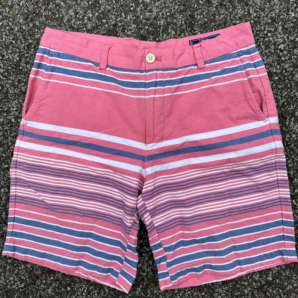 Vineyard Vines sz 32 Seaward Stripe Breaker Jetty Red Shorts Men’s 8” Inseam